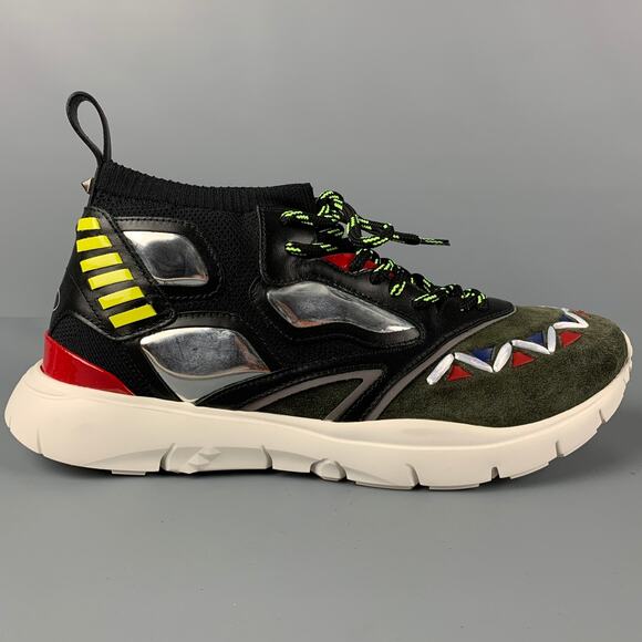 VALENTINO Size 10 Multi-Color Leather High Top Sneakers - Picture 1 of 9